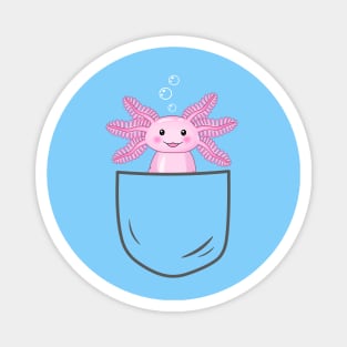 Pink Axolotl In A Pocket Magnet